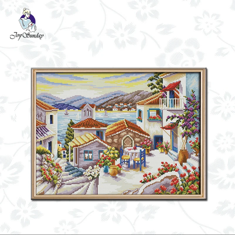 

Joy Sunday Scenery Embroidery Cross Stitch Kit11CT14CT Printed Counted Thread Fabric Stamped Handmade Needlework Home Decoration