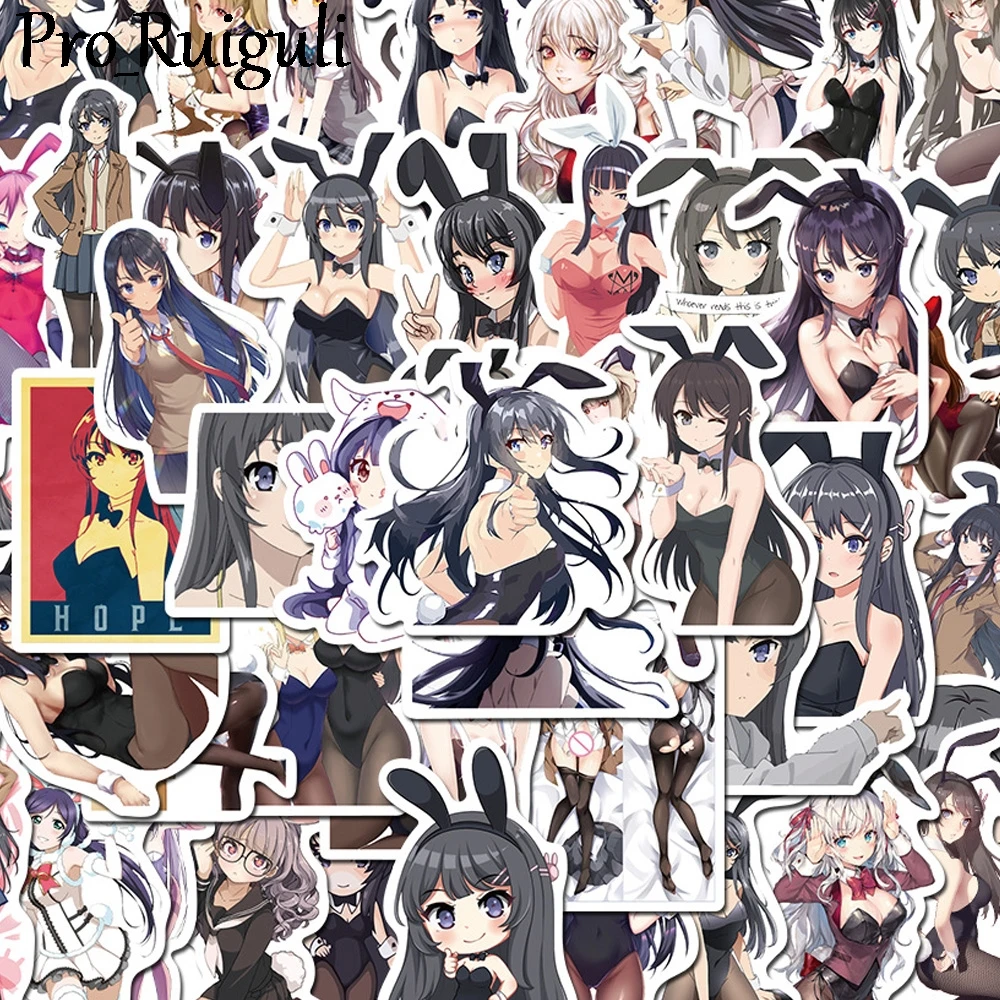 50pcs Cartoon Sexy Rabbit girls Stickers paster characters anime decals scrapbooking phone laptop waterproof decoration | Дом и сад