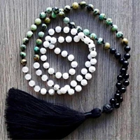 turquoise howlite 108 buddha beads bracelet necklace elegant taseel bless spread thanksgiving day fancy classic inspiration