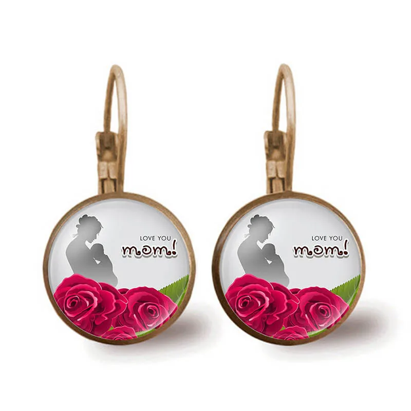 Лучшие в мире висячие серьги Мама Любовь мама Цитата стекло кабошон Винтажные