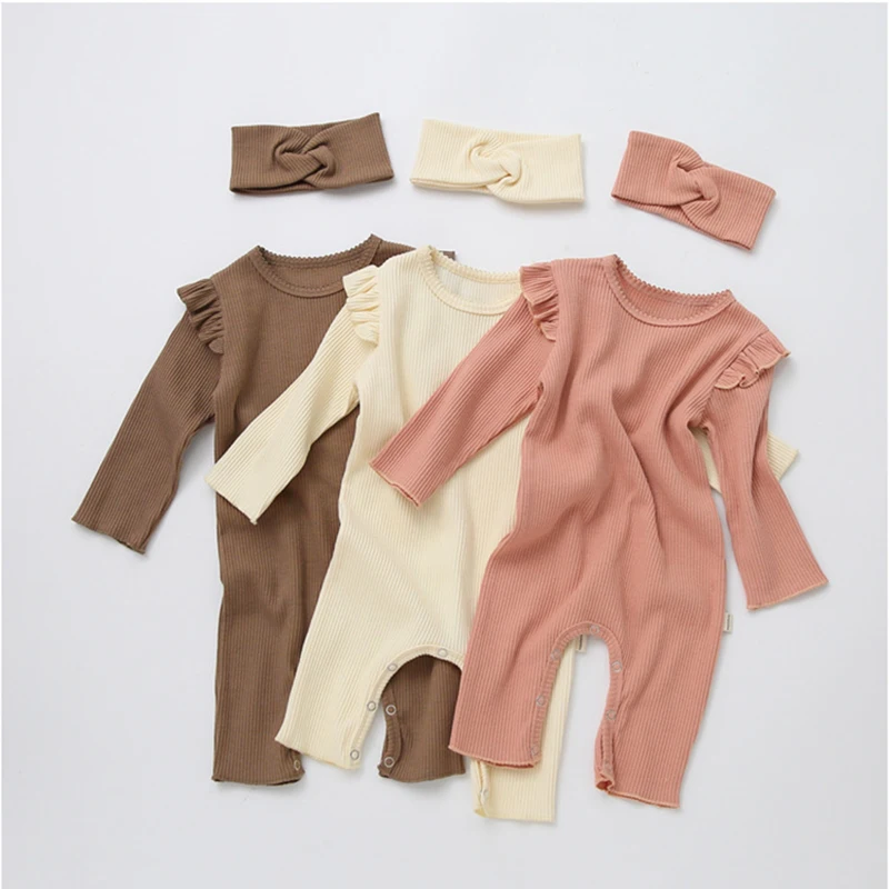 

Melario Newborn Baby Girl Boy Rompers Cotton Spring One-Pieces Solid Jumpsuit Long Sleeve Outfits Autumn Baby Sunsuit Clothing