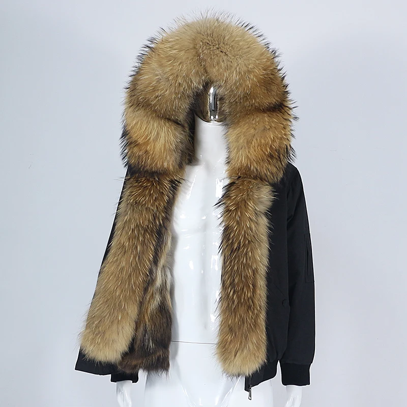 

OFTBUY 2022 men bomber waterproof winter jacket natural real raccoon fox fur coat collar hooded thick warm streetwear parka