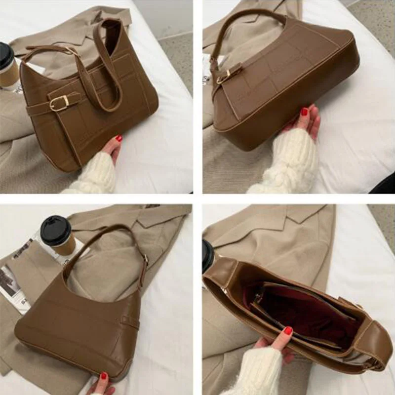 

Vintage Women Armpit Package Stylish Luxury Designer Handbag Sac A Main Fourrure Ladies PU Leather Shopper Satchel Shoulder Bag