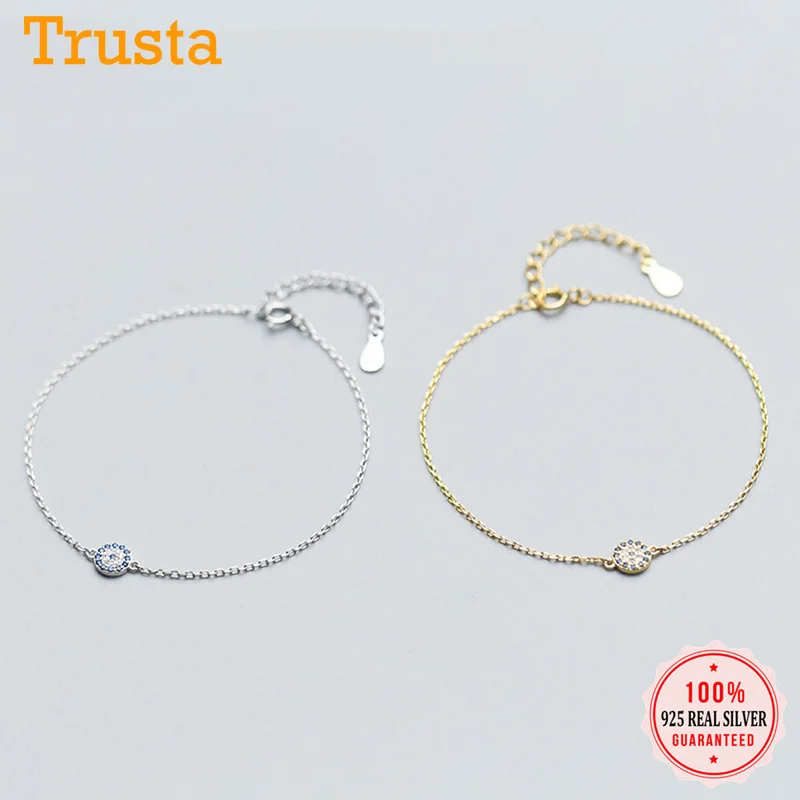 Trusta 100% 925 цельное Настоящее серебро Модные женские ювелирные изделия Круглый