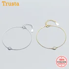Trusta 100% 925 цельное Настоящее серебро Модные женские ювелирные изделия Круглый глаз CZ браслет 16 см для девушек-подростков подарок DS966
