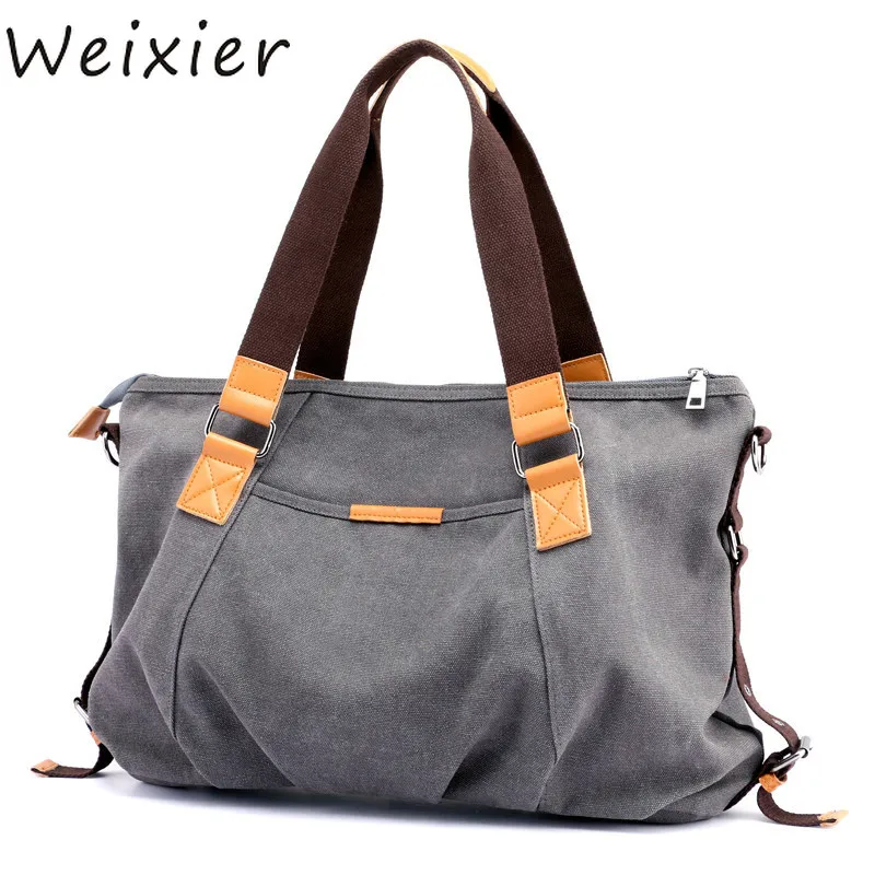 

WEIXIER 2019 Fashion Woman Canvas Bag For Lady Casual Shoulder Bag Top Sale Female Messenger Bag Bolso bag Hobos Bag V2-90