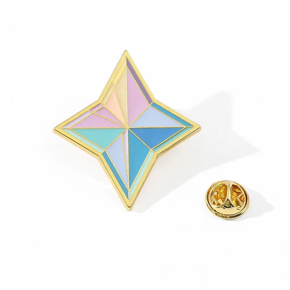 

1 Pcs New Anime Game Genshin Impact Primogem Enamel Brooch Pins Cosplay Gifts Bag Lapel Geometric Shape Badges Figure Toys
