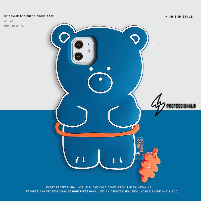 

3D Cute Kawaii Bear Cartoon Silicone Soft Phone Case For iPhone 12 Mini 11 Pro Max 8 7 6Plus XS MAX X XR SE 2020 Tpu Back Cover