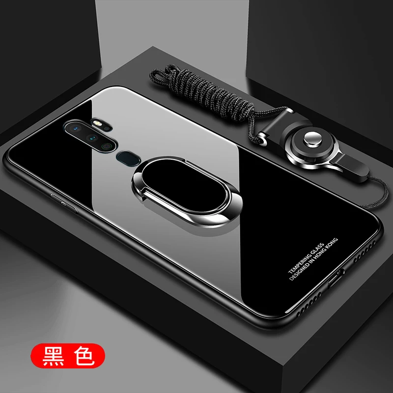 Для oppo A9 чехол Роскошный Жесткий закаленное стекло с подставкой Кольцо Магнит защитный чехол на заднюю панель для oppo a5 A11X оболочка