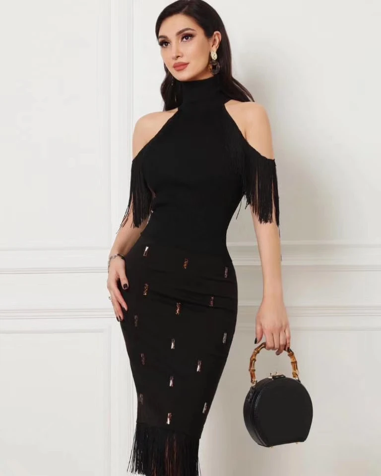 

2020 New Women Elegant black round neck sleeveless Vestido Celebrity Evening Party Bodycon Bandage Dresses wholesale