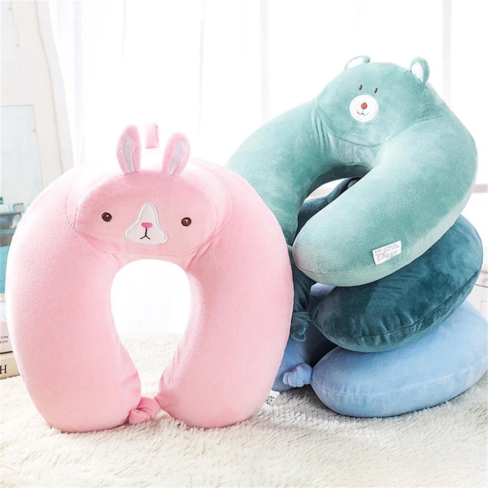 Дорожная подушка для шеи складная воздушная U образной формы надувная