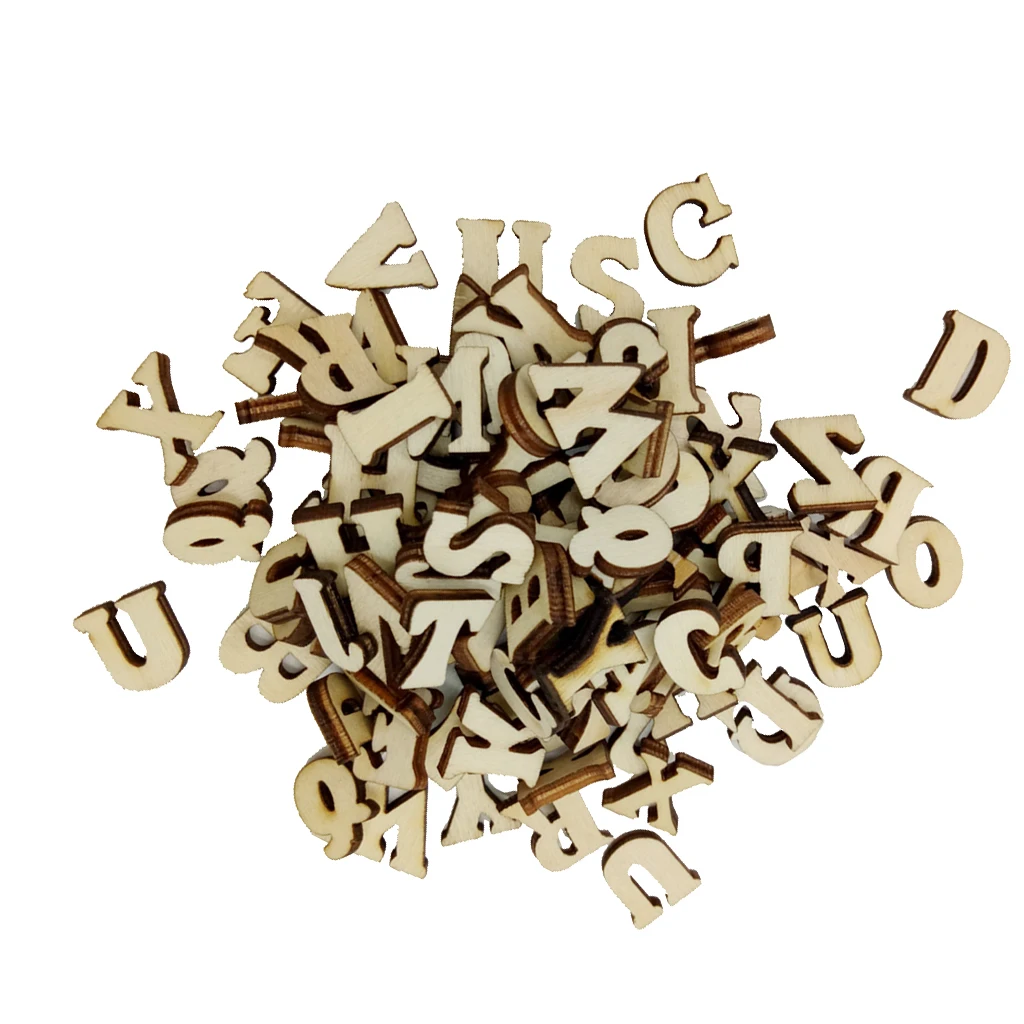 

Blesiya 100 Unfinished Wooden Shapes Letter Alphabet Embellishments Kids DIY