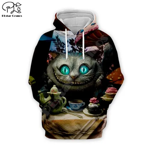 Hoodies Мужские толстовки на Хэллоуин, 3d толстовки, толстовка с рисунком Алисы, аниме, кошки, на молнии, Рождественский пуловер, унисекс, спортивный костюм - Цвет: Hoodies