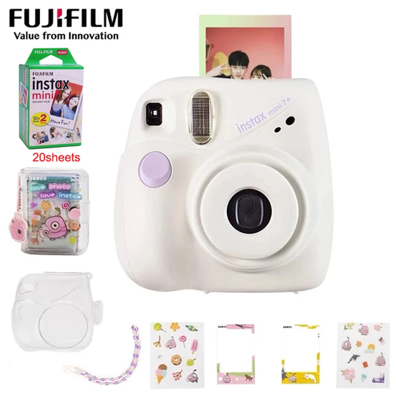 Оригинальная фотокамера Fujifilm Fuji Instax Mini 7 + мгновенная пленка розовая синяя задняя