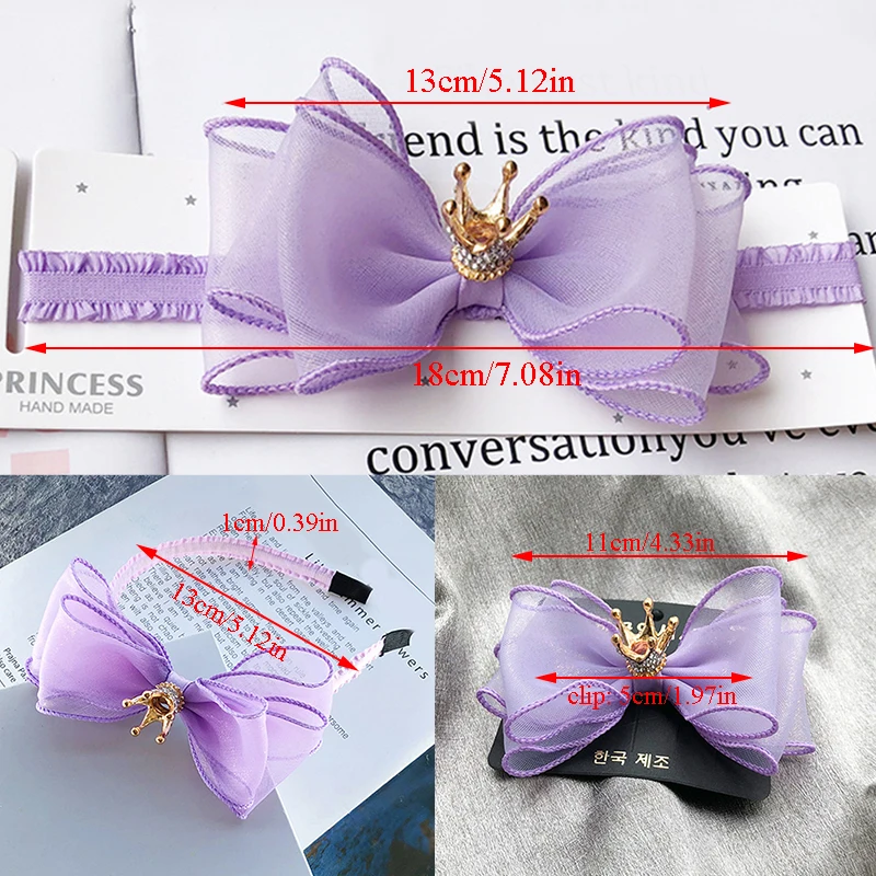 

Baby Girls Bowknot Crown Headband Lace Elastic Princess Hair Band Fashion New Style Children Kids Hair Accessories