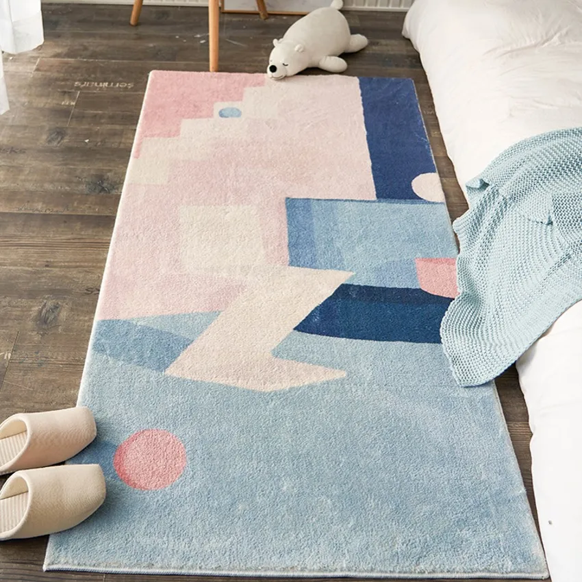 INS популярная Геометрическая флисовая ткань коврик для бегуна мягкий на ощупь