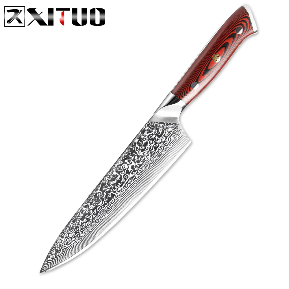 

XITUO Chef Knife Damascus Japan VG10 Sharp Cleaver Slicing Western Steak Knife Premium Kitchen Knife G10 Handle with Knife Cover