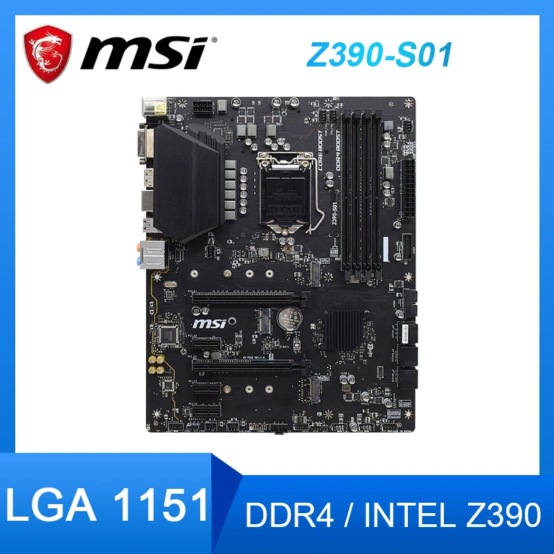 

MSI Z390-S01 LGA1151 Desktop motherboard DDR4 ram Intel Z390 USB3.1PCI-E 3.0 M.2 support i9-9900K i5-9600T cpus ATX motherboard