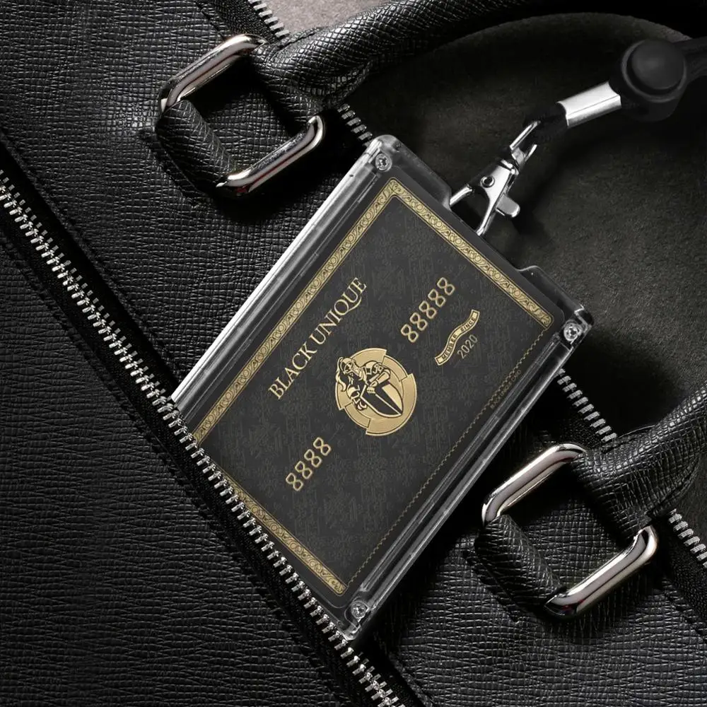 Бумажник держатель для удостоверения личности с ремешком и металлическим