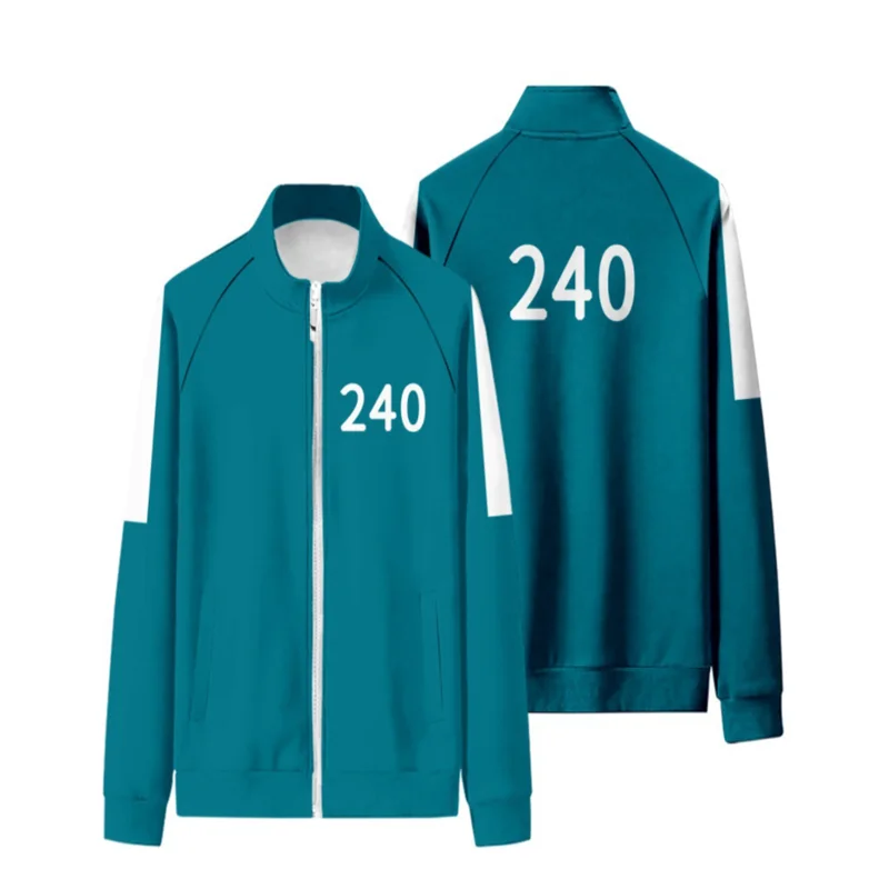 

Squid Game Cosplay Costume Sports Zipper Cardigan Digital Printing Men Coat