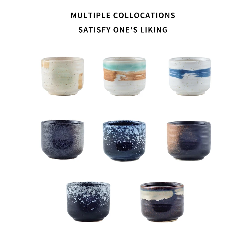 

Ceramic Cup Japanese Style Sake Wine Glass Home Creative Coffee Cups Traditional Retro Small Teacup Hand Painted Ceramic