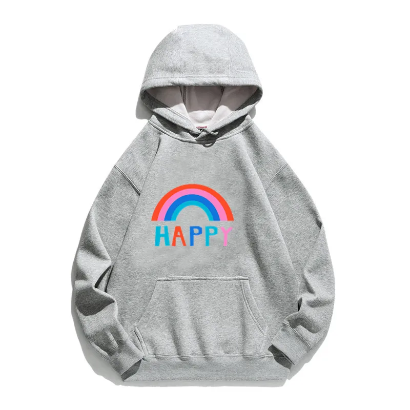 

Women Hoodie Rainbow Happy Printed Hoodies Women Fleece Long Sleeve Loose Sweatshirt with Hat Girls Pullovers Winter