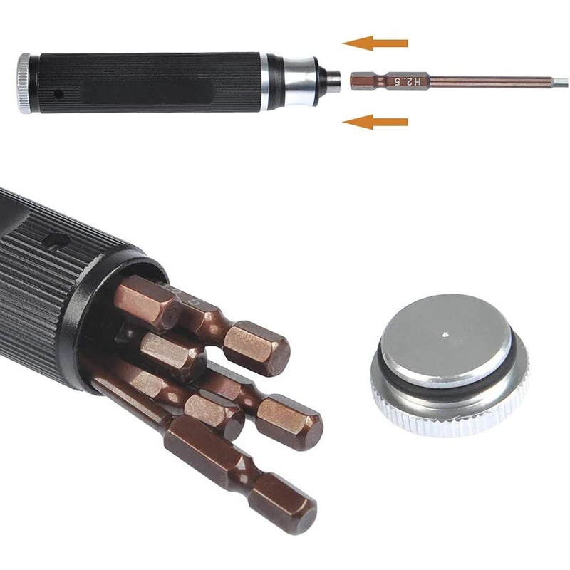 

6 in 1 Screwdrivers Repair Tool Kit 1.5mm 2.0mm 2.5mm 3.0mm All-In-One Hex Driver Hand Set for RC FPV Racing Drone