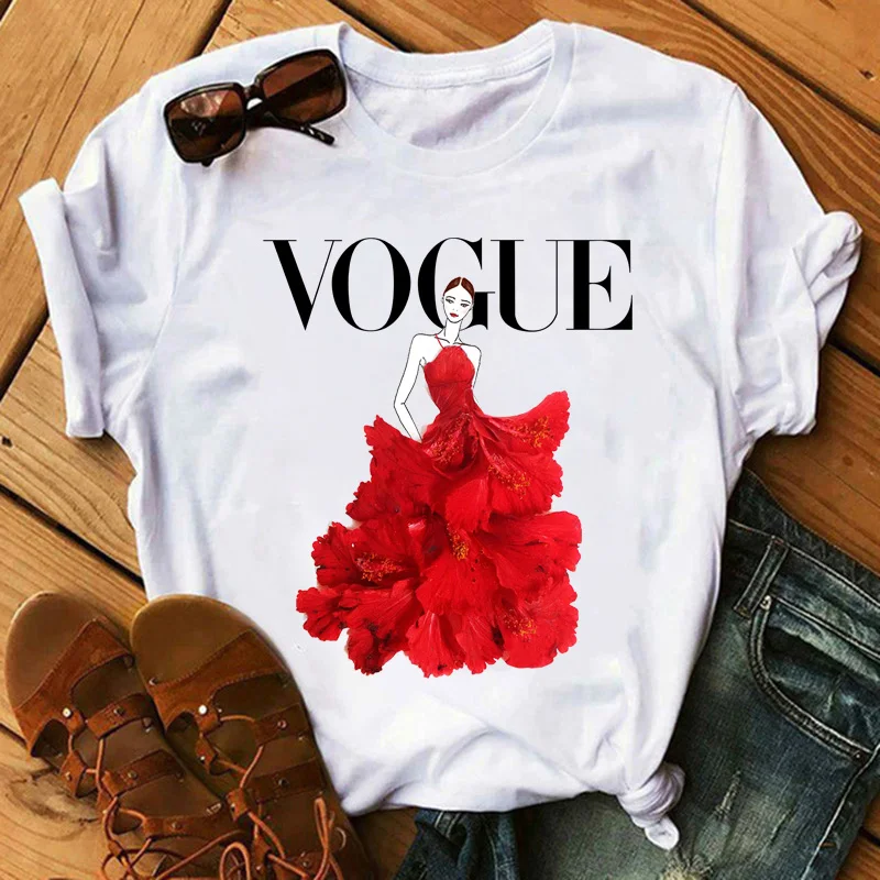 

Fashion Lady T-shirts Top T Shirt Ladies Womens Graphic Female Tee Maycaur Women Summer Short Sleeve Flower Ballet Print Tshirts
