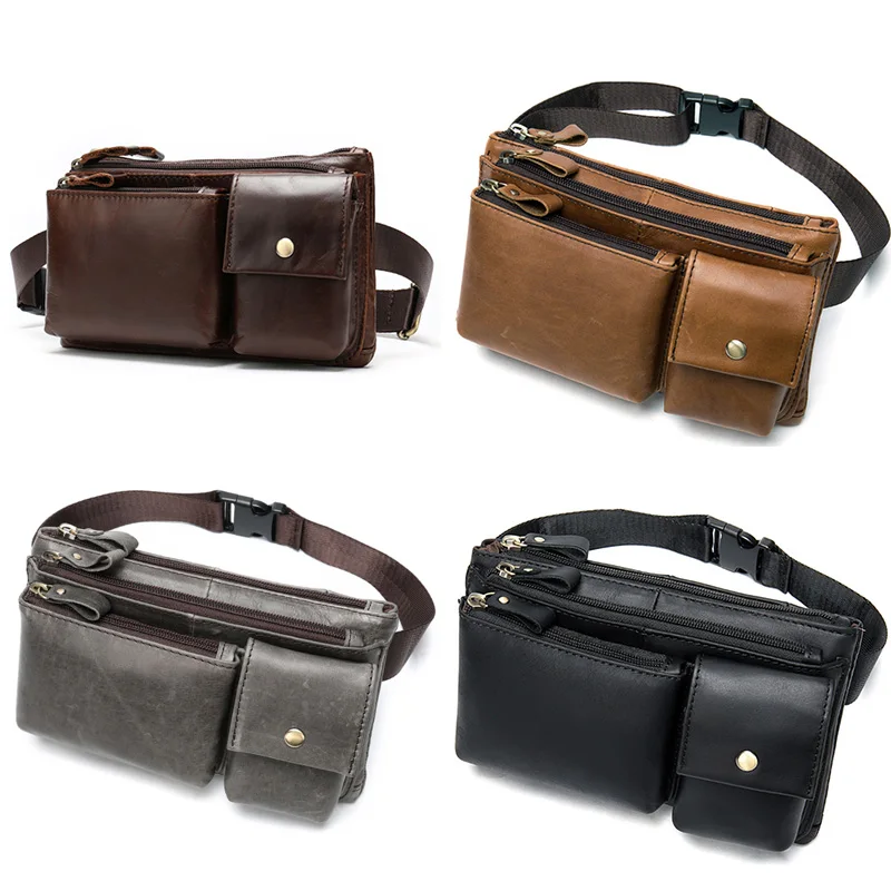 

ASDS-New Quality Leather Men Casual Fashion Travel Waist Belt Bag Chest Pack Sling Bag Phone Case Pouch