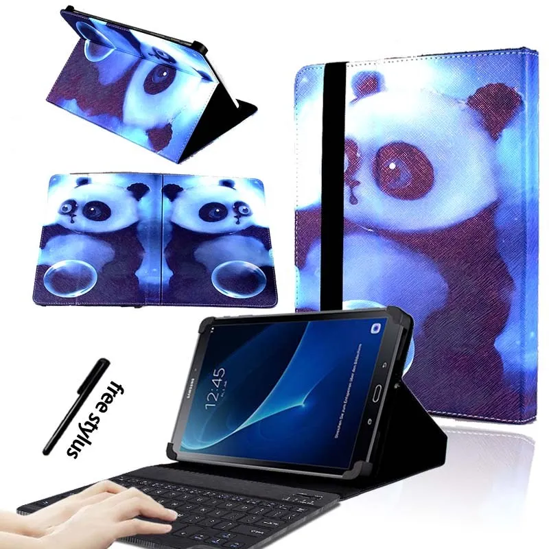 Panda KK&LL для samsung Galaxy Tab A A6 10,1 T580 T585()-кожаный чехол-подставка для планшета+ bluetooth-клавиатура - Цвет: Panda