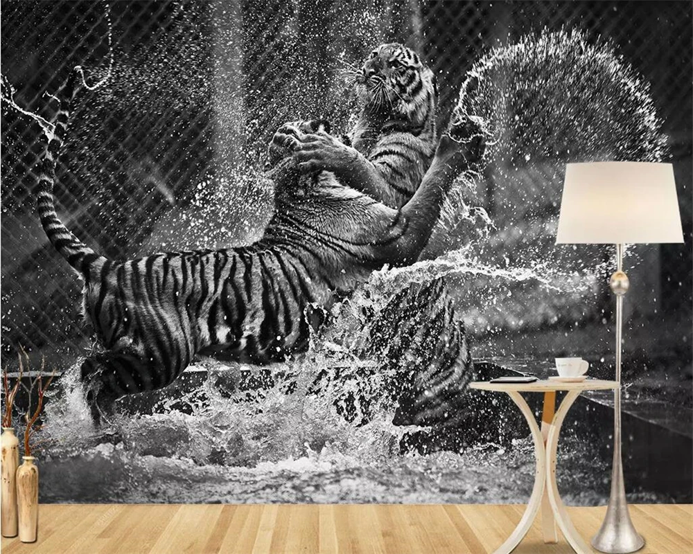3DBEIBEHANG пользовательские обои фото Тигр черно-белые животные роспись комната