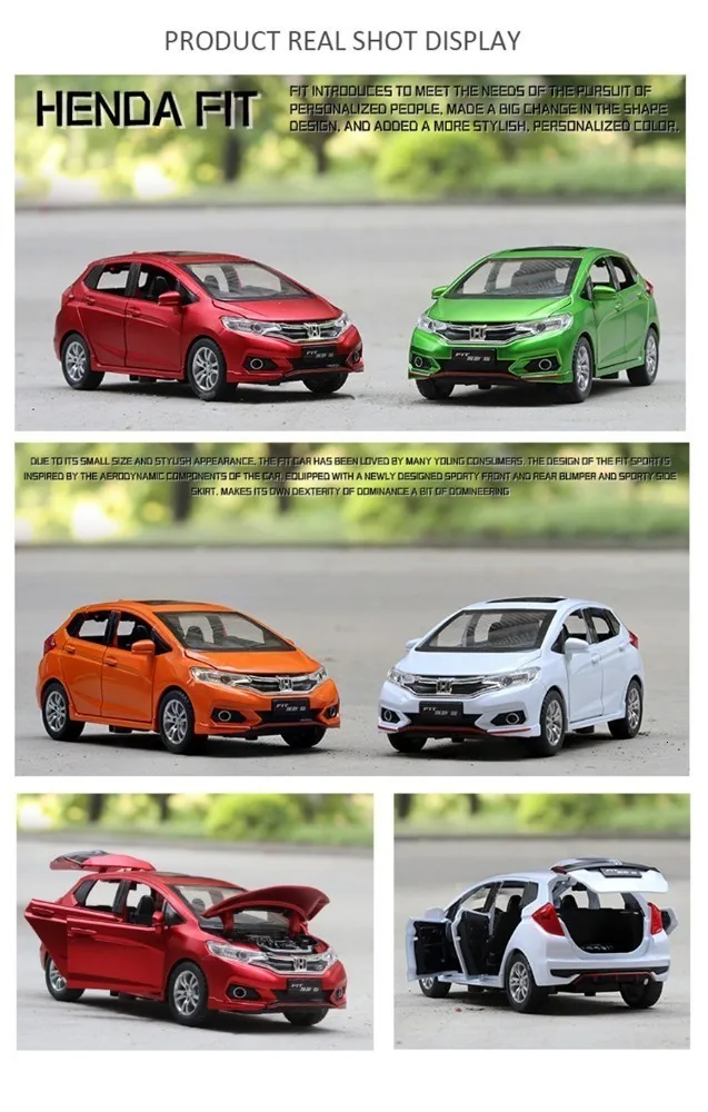 1:32 15,8 см Honda Fit Модель автомобиля игрушки с Люком и светильник функция оттягивания литые Автомобили Модель хэтчбек автомобиль игрушка для мальчиков