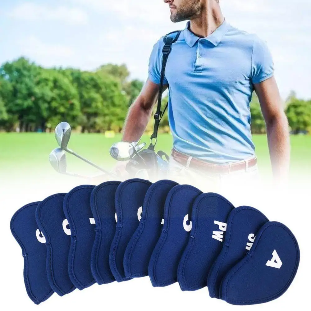 

10pcs Golf Club Golf Iron Covers Protector Set Portable Black Golf Blue Red Dropshipping Cover Accessories Golfs D0n3