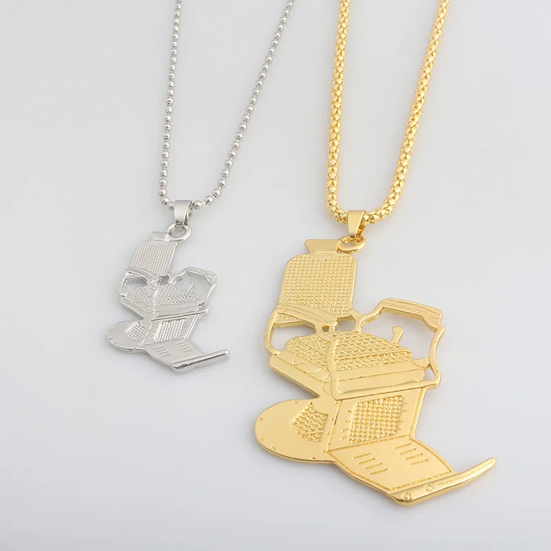 Hair Salon Barber Shop Seat Pendant Necklace Woman Man Stylist Personality Chair Stool Chain Jewelry Accessories Gift | Украшения и