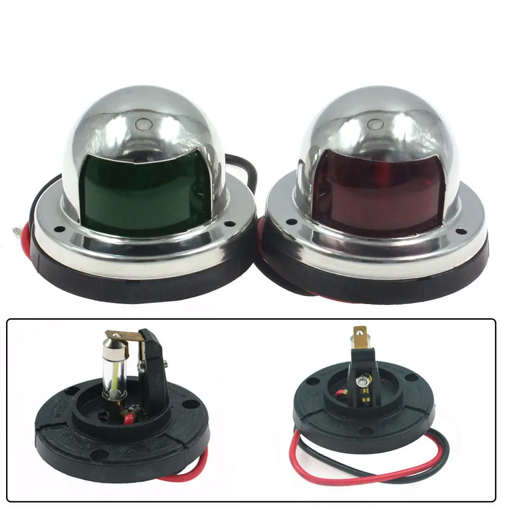 

Boat Yacht 12V Stainless Steel Bow Navigation Lights Deck Mount One Pair