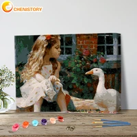chenistory coloring by number handpainted girl art children gift diy paint by number duck for adults kits home decoration