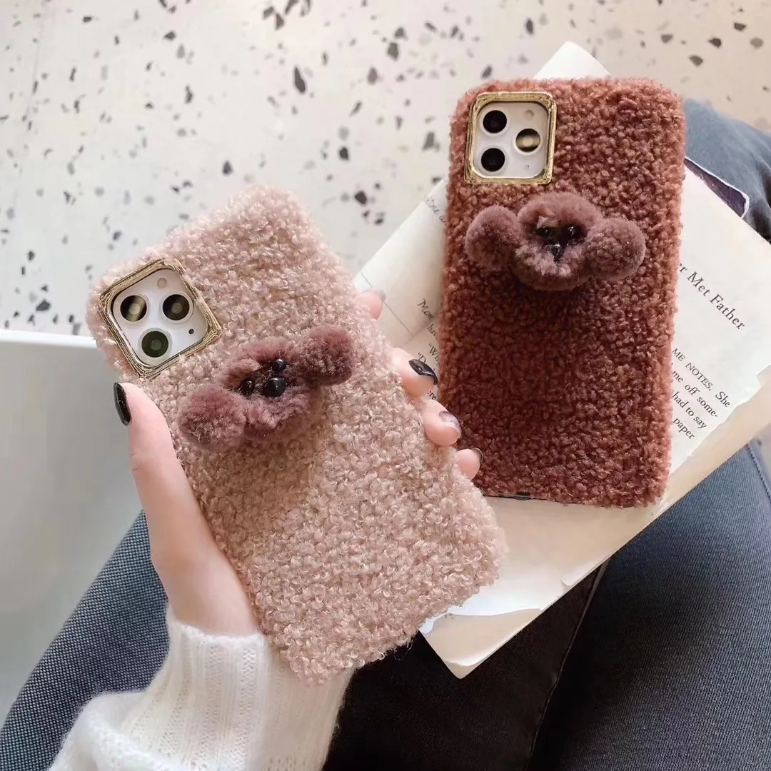 Cute Teddy Case for IPhone 11 Pro Max Merry Christmas Plush Cover XR X XS 6 6S 7 8 Plus Fuzzy Dog |