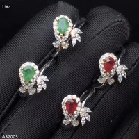 kjjeaxcmy boutique jewelry 925 sterling silver inlaid natural ruby emerald womens ring leaves support for reexamination