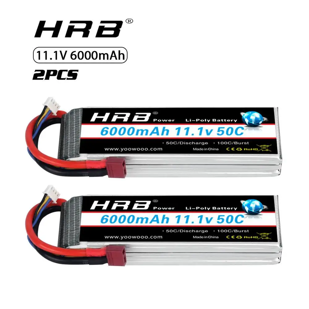 2 шт. HRB 3s Lipo RC аккумулятор 11 1 в 6000 мач 50C 100C для Traxxas 1/7 XO FPV S500 Quadroopter модели роботов