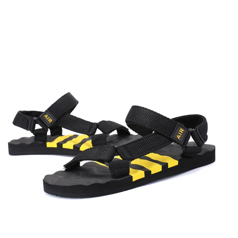 Для мужчин летняя обувь для отдыха, комфортная обувь, обувь из сетчатого материала-ткани легкая обувь для спорта на открытом воздухе, сандалии для пляжа Пеший Туризм вождения плавательные мужские лоферы - Цвет: Black-yellow