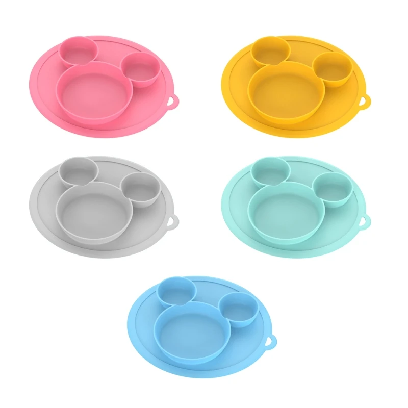 

Миска на присоске для младенцев, разделенная обеденная тарелка, для обучения кормления, Нетоксичная силиконовая однотонная посуда без БФА, ...