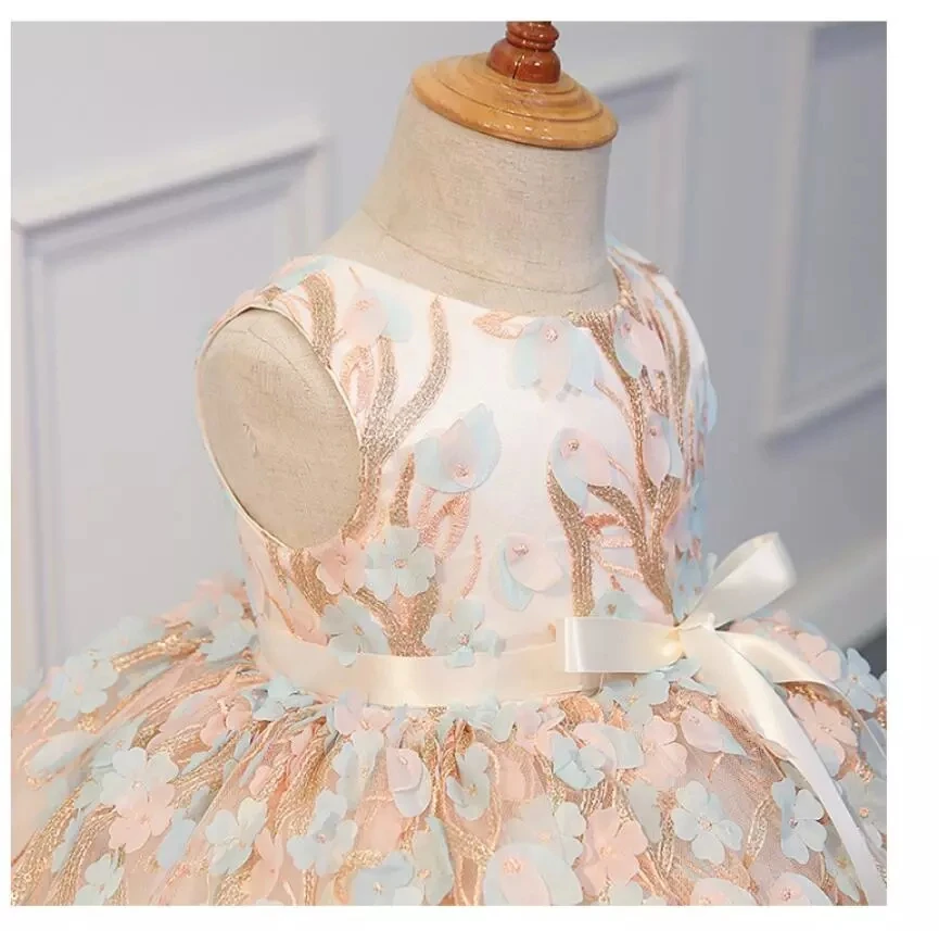 

Tulle Floral Baby Girl Summer Princess Baptism Dress for Infant 1st Year Birthday Dress for Newborn Girl Christening Clothes