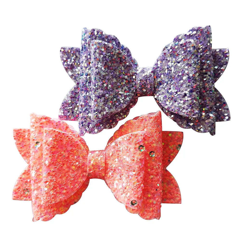 Детские двухслойные зажимы для волос с бантом и блестками 14 шт./лот|Аксессуары