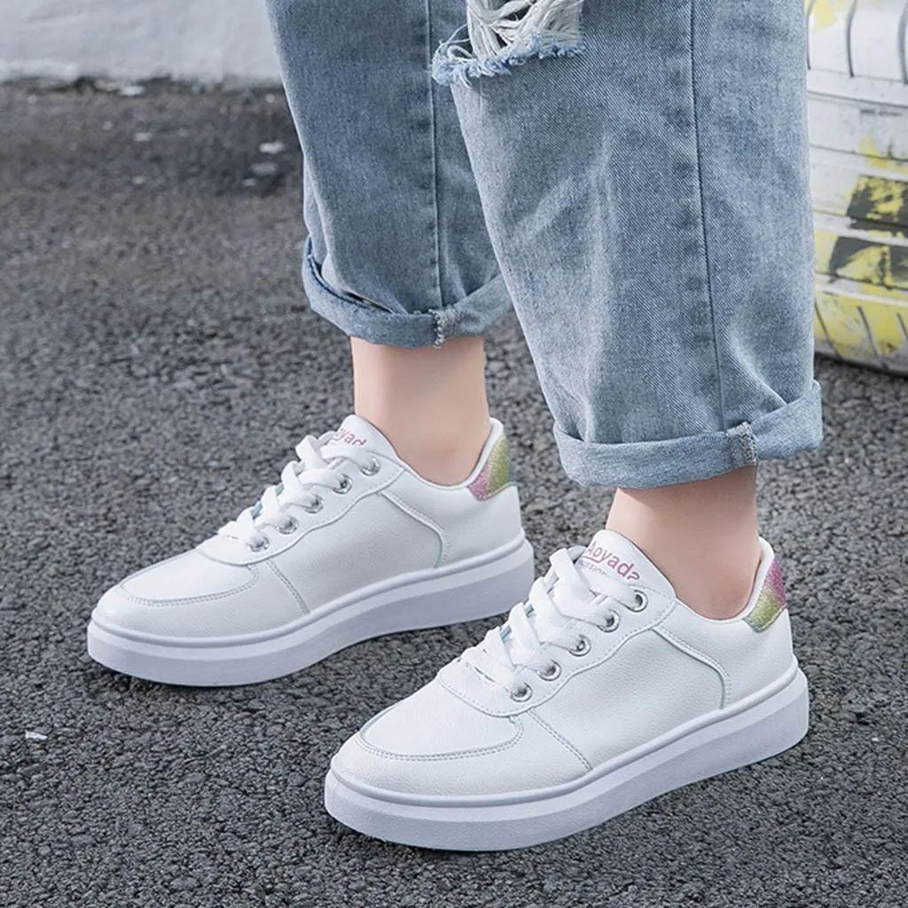 Женские кроссовки с плоской подошвой Белые Повседневные Дышащие Спортивные для