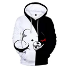 Худи Danganronpa Merch Monokuma Косплей Костюм Аниме толстовки кавайные пуловеры детская одежда Повседневный оверсайз черный белый
