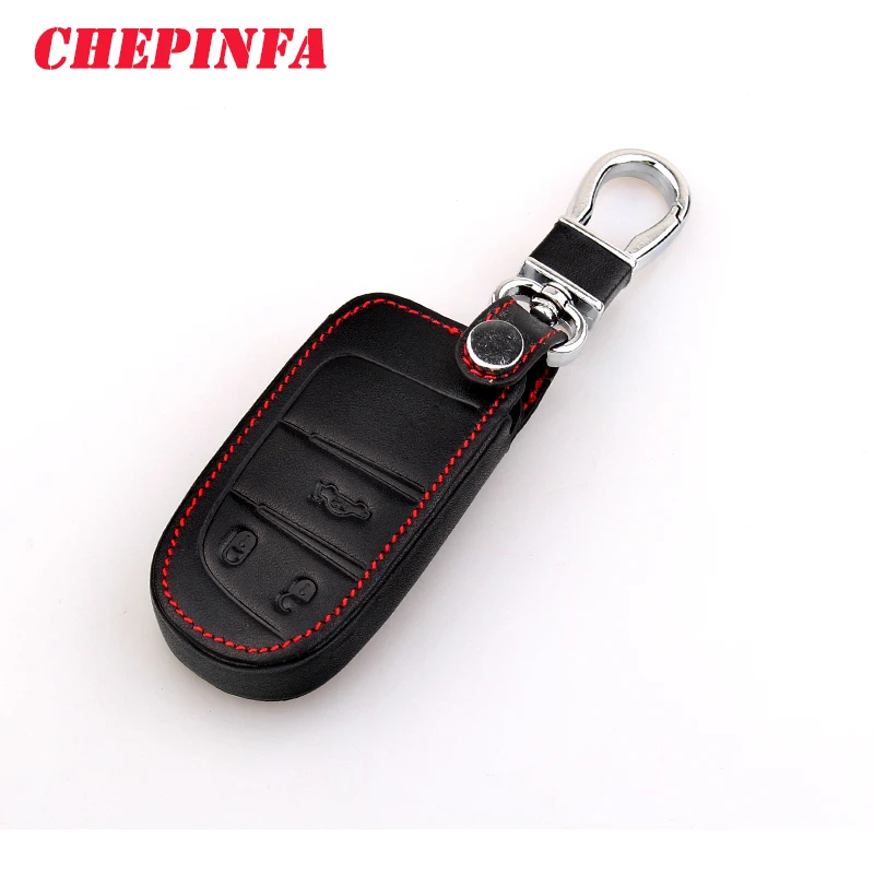

CHEPINFA Leather Car Key Cover Case For Jeep Wrangler Patriot Grand Cherokee Compass Liberty Key Bag Holder