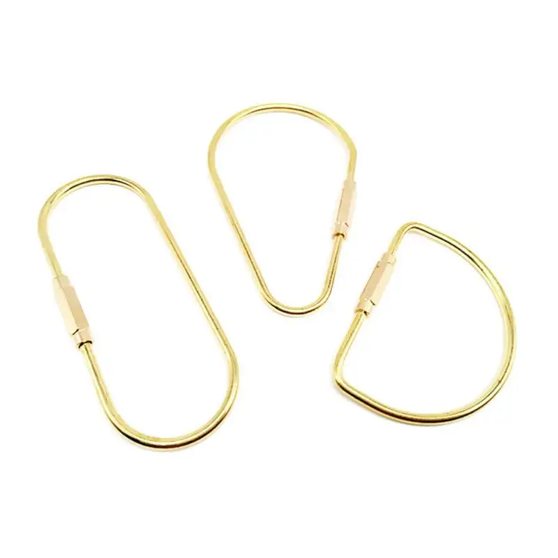 Латунь Брелок d-образная брелок Золотой Кемпинг Карабинер для выживания