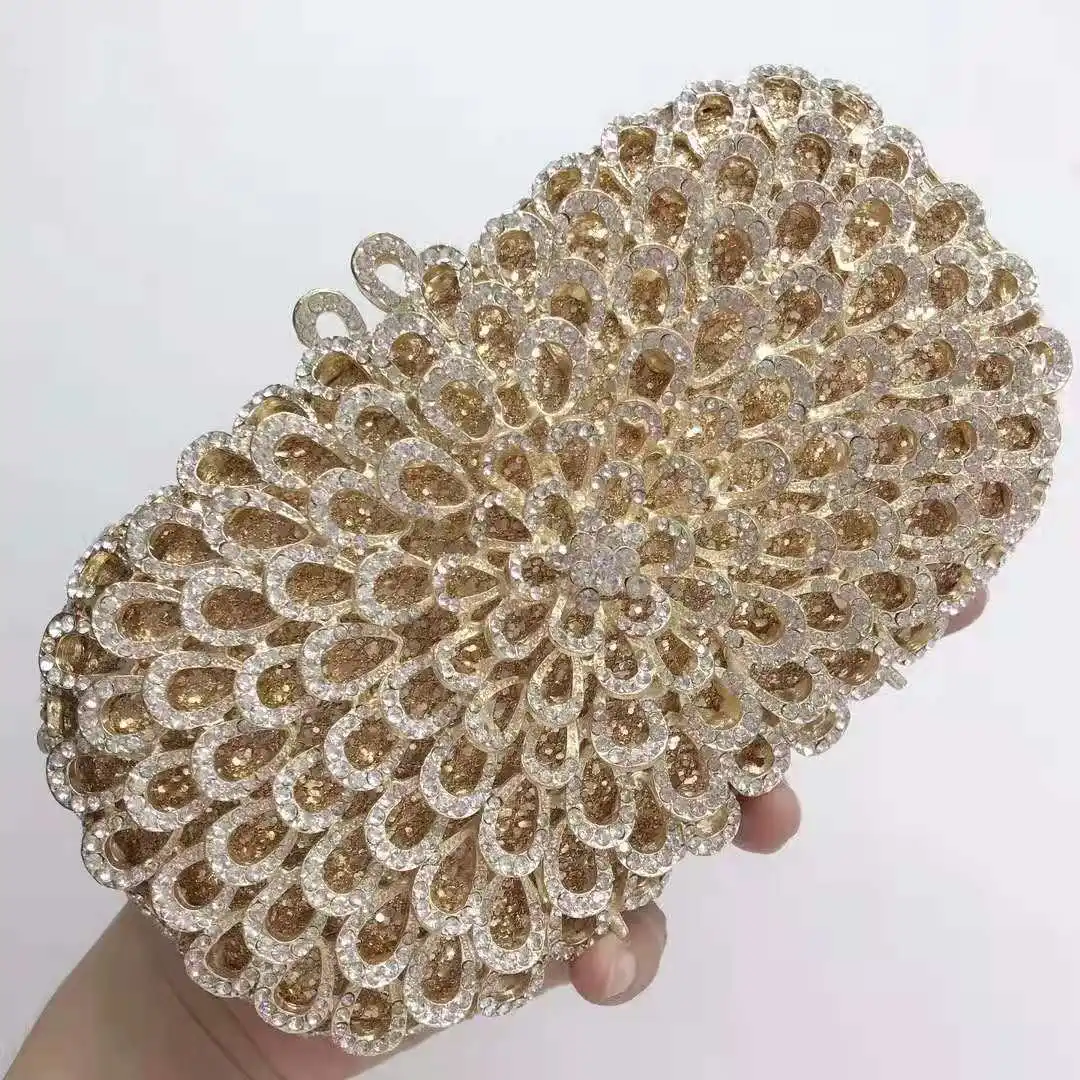 

XIYUAN Women Evening Bags For Party Diamonds Luxury Clutch Fashion Gold Bling Crystal Bridal Wedding Bag Purse Handbag Clutches