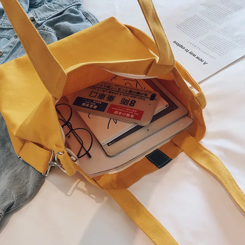 

Korean color-blocking striped canvas bag female bag portable messenger oblique female student canvas bag large lunch bag