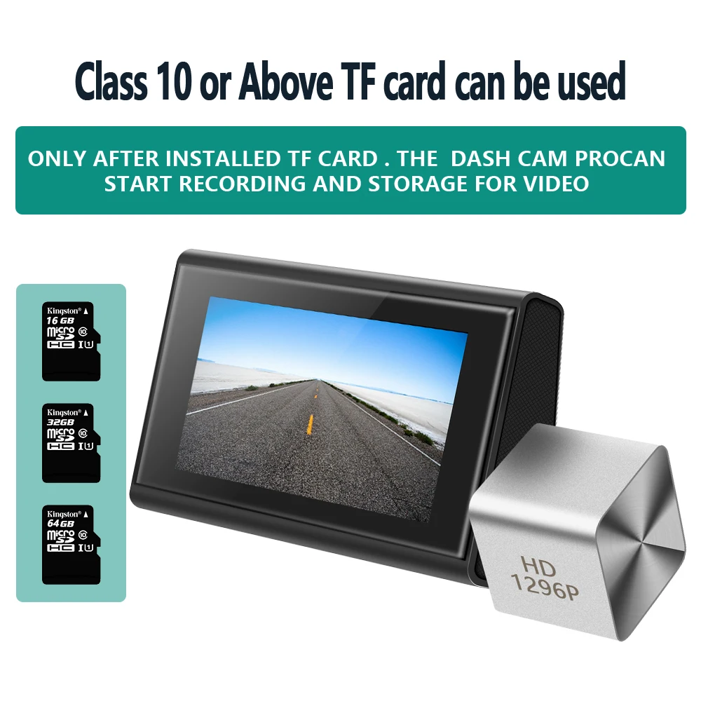 AMPrime Dash Cam Автомобильный видеорегистратор Камера FHD 1296P авторегистратор 3 ''ips